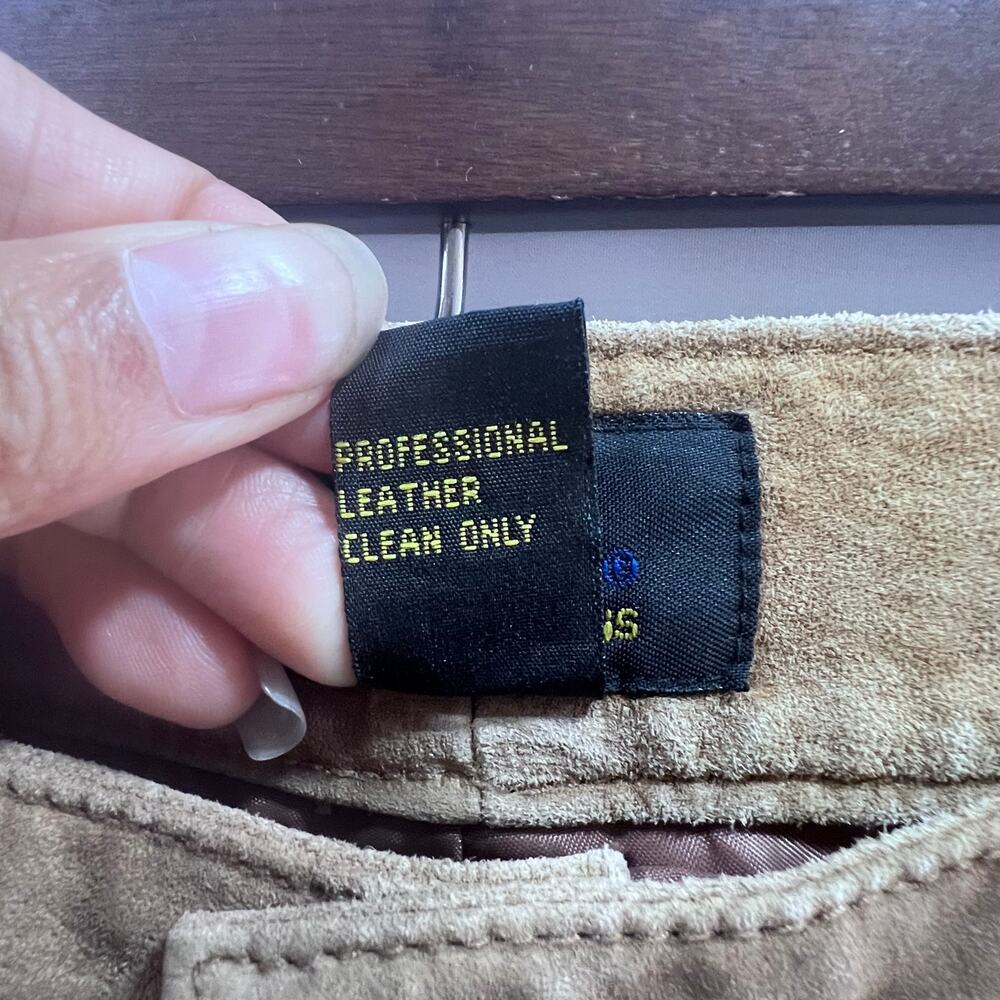 Vintage Jou Jou Tan Suede Leather Mid Rise Pants Women's Size 7/8 Western Boho - Picture 9 of 9
